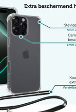 Forterra Hoesje Geschikt voor iPhone 16 Pro Case Siliconen Hoes Met Koord - Hoes Geschikt voor iPhone 16 Pro Met Telefoonkoord Hoesje Back Cover - Transparant