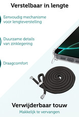 Forterra Hoesje Geschikt voor iPhone 16 Pro Case Siliconen Hoes Met Koord - Hoes Geschikt voor iPhone 16 Pro Met Telefoonkoord Hoesje Back Cover - Transparant