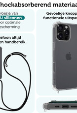 Forterra Hoesje Geschikt voor iPhone 16 Pro Case Siliconen Hoes Met Koord - Hoes Geschikt voor iPhone 16 Pro Met Telefoonkoord Hoesje Back Cover - Transparant