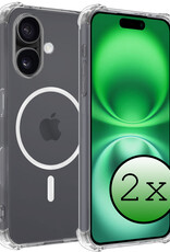 BASEY. Hoes Geschikt voor iPhone 16 Hoesje Magsafe Compatible Shock Proof Case Transparant - Hoesje Geschikt voor iPhone 16 Hoes Geschikt voor Magsafe Cover Shockproof - 2 Stuks