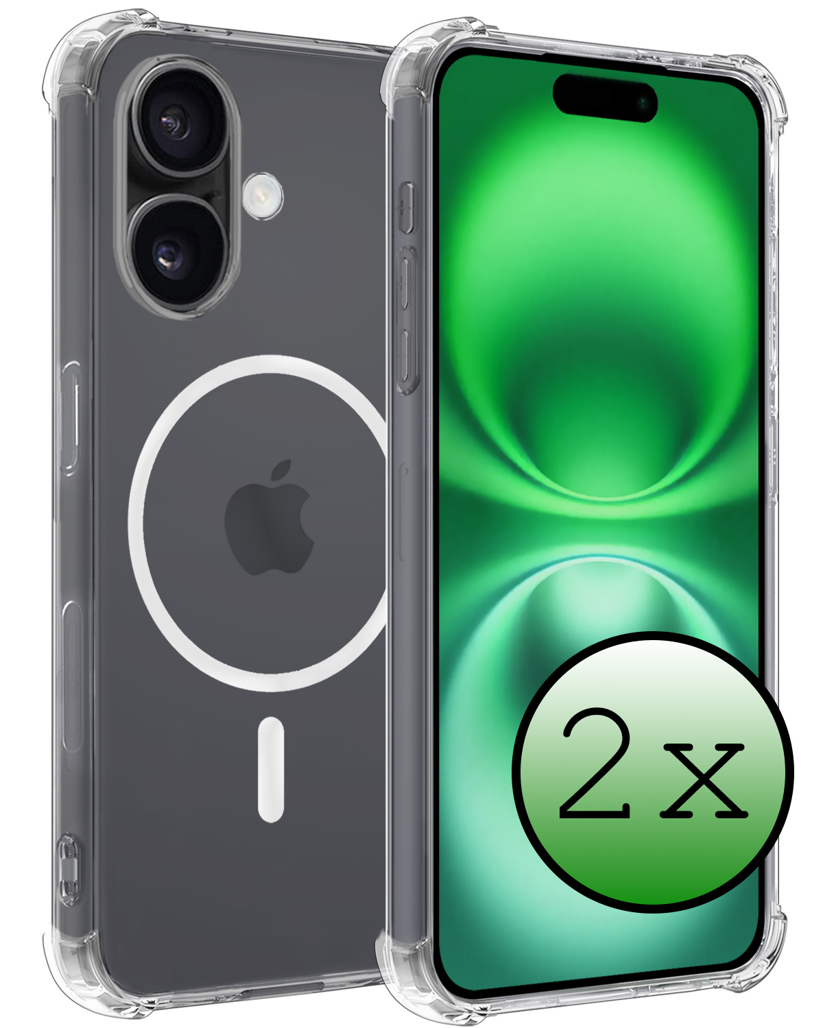 BASEY. Hoes Geschikt voor iPhone 16 Hoesje Magsafe Compatible Shock Proof Case Transparant - Hoesje Geschikt voor iPhone 16 Hoes Geschikt voor Magsafe Cover Shockproof - 2 Stuks
