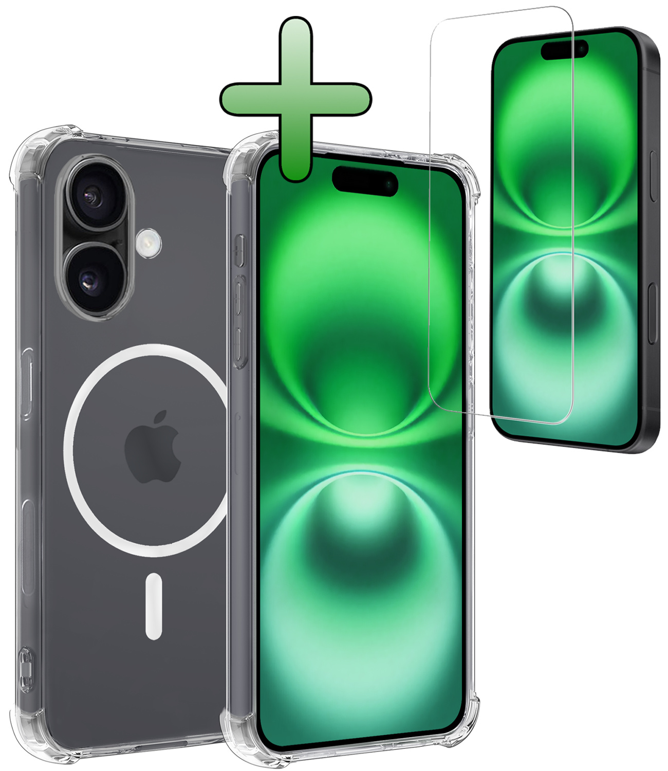 BASEY. Hoes Geschikt voor iPhone 16 Hoesje Magsafe Compatible Shock Proof Case Transparant Met Screenprotector - Hoesje Geschikt voor iPhone 16 Hoes Geschikt voor Magsafe Cover Shockproof