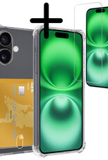 BASEY. Hoes Geschikt voor iPhone 16 Hoesje Shock Proof Case Hoes Met Screenprotector - Hoesje Geschikt voor iPhone 16 Hoes Cover Shockproof - Transparant