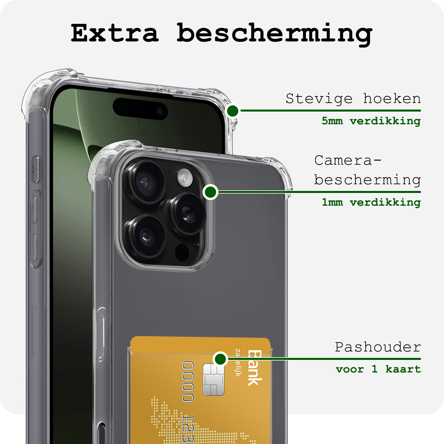 BASEY. Hoes Geschikt voor iPhone 16 Pro Hoesje Shock Proof Case Hoes - Hoesje Geschikt voor iPhone 16 Pro Hoes Cover Shockproof - Transparant