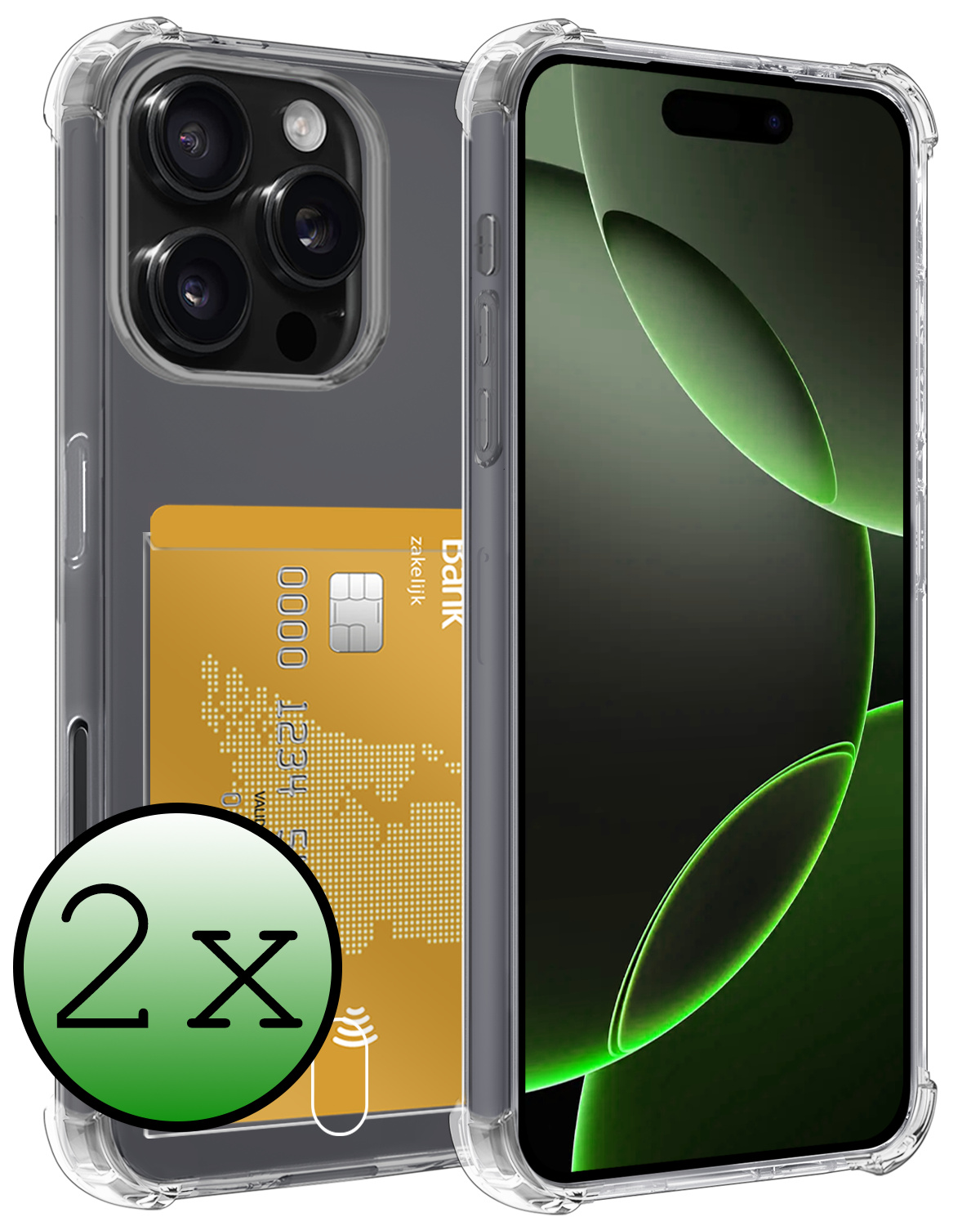 BASEY. Hoes Geschikt voor iPhone 16 Pro Hoesje Shock Proof Case Hoes - Hoesje Geschikt voor iPhone 16 Pro Hoes Cover Shockproof - Transparant - 2 Stuks