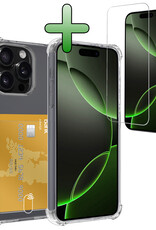 BASEY. Hoes Geschikt voor iPhone 16 Pro Hoesje Shock Proof Case Hoes Met Screenprotector - Hoesje Geschikt voor iPhone 16 Pro Hoes Cover Shockproof - Transparant