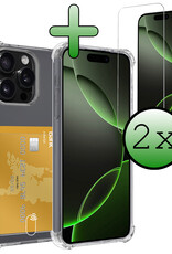 BASEY. Hoes Geschikt voor iPhone 16 Pro Max Hoesje Shock Proof Case Hoes Met 2x Screenprotector - Hoesje Geschikt voor iPhone 16 Pro Max Hoes Cover Shockproof - Transparant