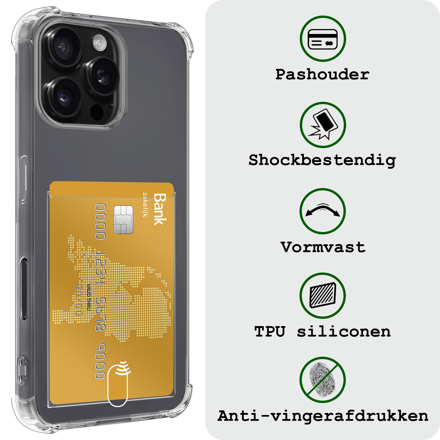 BASEY. Hoes Geschikt voor iPhone 16 Pro Max Hoesje Shock Proof Case Hoes Met 2x Screenprotector - Hoesje Geschikt voor iPhone 16 Pro Max Hoes Cover Shockproof - Transparant