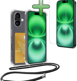 BASEY. BASEY. iPhone 16 Plus Hoesje Pashouder met Koord Met Screenprotector
