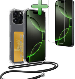 BASEY. BASEY. iPhone 16 Pro Max Hoesje Pashouder met Koord Met Screenprotector