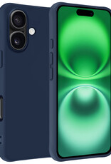 BASEY. Hoes Geschikt voor iPhone 16 Hoesje Siliconen Back Cover Case - Hoesje Geschikt voor iPhone 16 Hoes Cover Hoesje - Donkerblauw