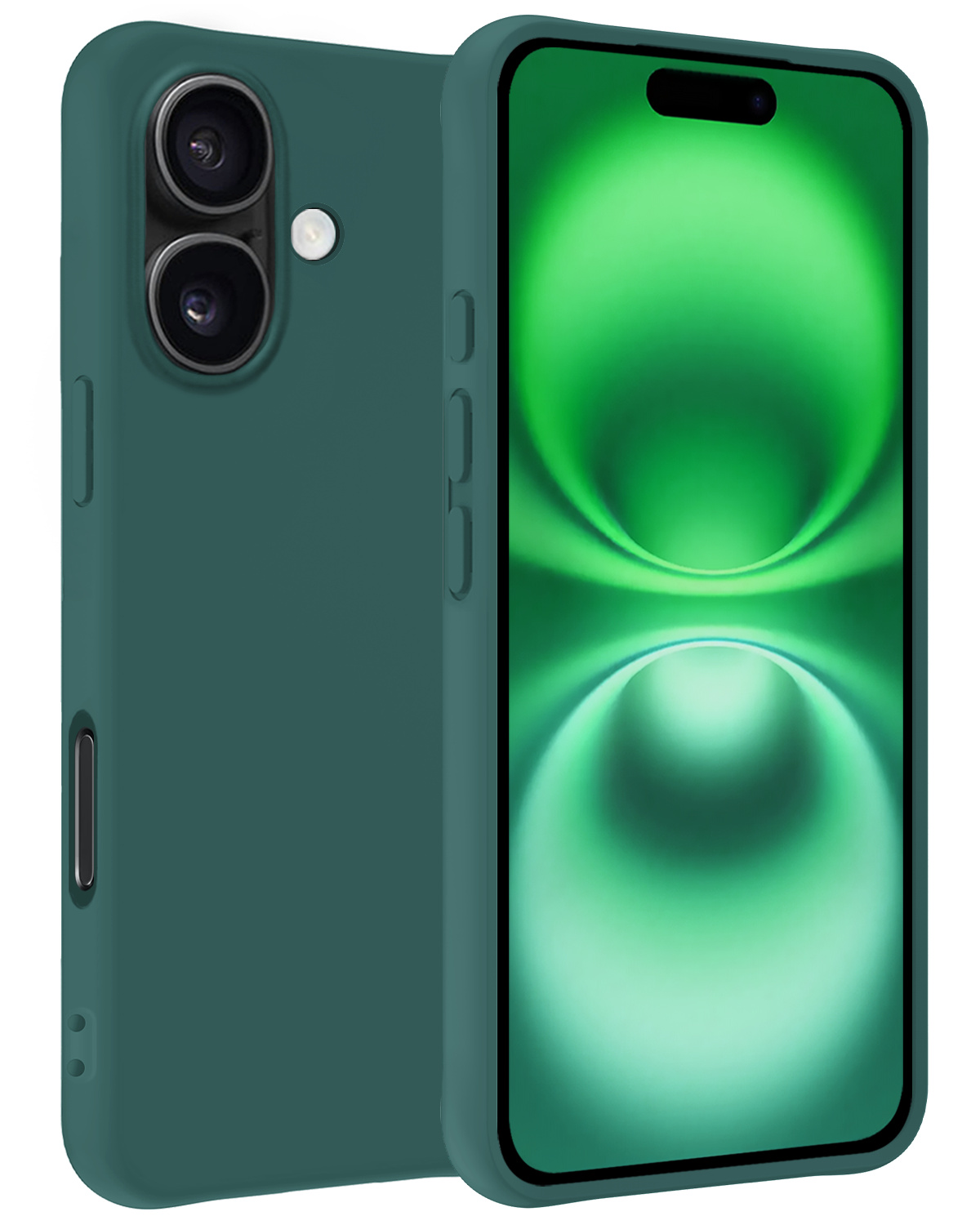 BASEY. Hoes Geschikt voor iPhone 16 Hoesje Siliconen Back Cover Case - Hoesje Geschikt voor iPhone 16 Hoes Cover Hoesje - Donkergroen