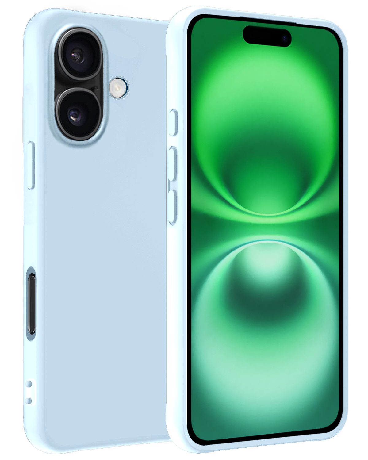 BASEY. Hoes Geschikt voor iPhone 16 Hoesje Siliconen Back Cover Case - Hoesje Geschikt voor iPhone 16 Hoes Cover Hoesje - Lichtblauw