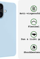 BASEY. Hoes Geschikt voor iPhone 16 Hoesje Siliconen Back Cover Case - Hoesje Geschikt voor iPhone 16 Hoes Cover Hoesje - Lichtblauw