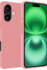 BASEY. Hoes Geschikt voor iPhone 16 Hoesje Siliconen Back Cover Case - Hoesje Geschikt voor iPhone 16 Hoes Cover Hoesje - Lichtroze