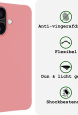 BASEY. Hoes Geschikt voor iPhone 16 Hoesje Siliconen Back Cover Case - Hoesje Geschikt voor iPhone 16 Hoes Cover Hoesje - Lichtroze