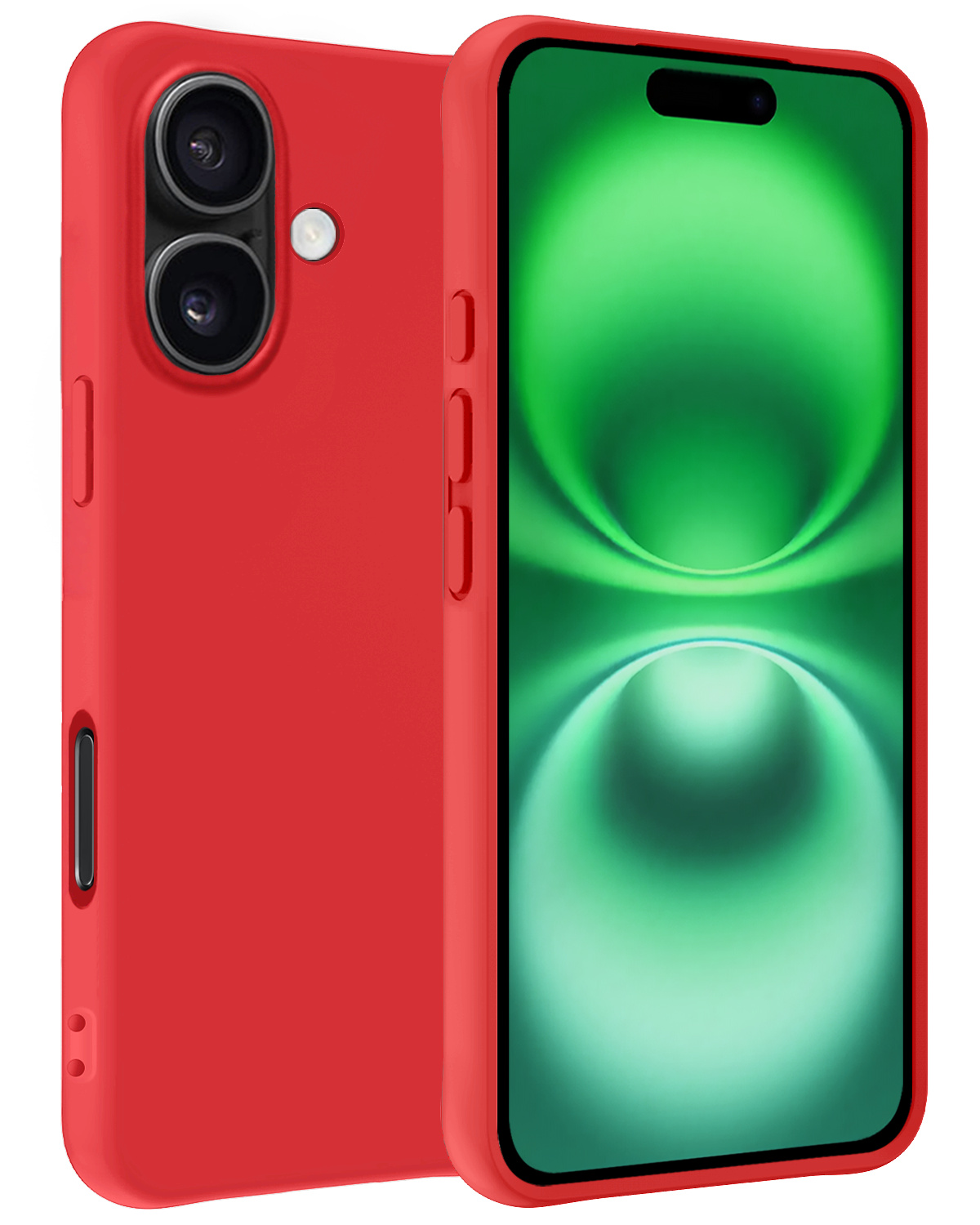 BASEY. Hoes Geschikt voor iPhone 16 Hoesje Siliconen Back Cover Case - Hoesje Geschikt voor iPhone 16 Hoes Cover Hoesje - Rood