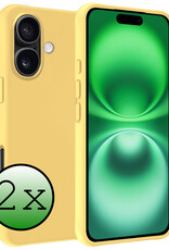 BASEY. Hoes Geschikt voor iPhone 16 Hoesje Siliconen Back Cover Case - Hoesje Geschikt voor iPhone 16 Hoes Cover Hoesje - Geel - 2 Stuks