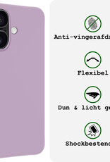BASEY. Hoes Geschikt voor iPhone 16 Hoesje Siliconen Back Cover Case - Hoesje Geschikt voor iPhone 16 Hoes Cover Hoesje - Lila - 2 Stuks