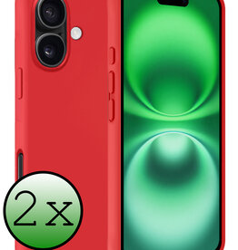 BASEY. BASEY. iPhone 16 Hoesje Siliconen - Rood - 2 PACK