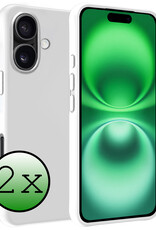 BASEY. Hoes Geschikt voor iPhone 16 Hoesje Siliconen Back Cover Case - Hoesje Geschikt voor iPhone 16 Hoes Cover Hoesje - Wit - 2 Stuks