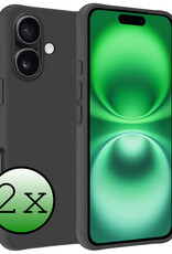 BASEY. Hoes Geschikt voor iPhone 16 Hoesje Siliconen Back Cover Case - Hoesje Geschikt voor iPhone 16 Hoes Cover Hoesje - Zwart - 2 Stuks