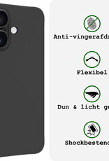 BASEY. Hoes Geschikt voor iPhone 16 Hoesje Siliconen Back Cover Case - Hoesje Geschikt voor iPhone 16 Hoes Cover Hoesje - Zwart - 2 Stuks