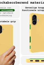 BASEY. Hoes Geschikt voor iPhone 16 Hoesje Siliconen Back Cover Case Met Screenprotector - Hoesje Geschikt voor iPhone 16 Hoes Cover Hoesje - Geel