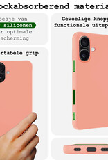 BASEY. Hoes Geschikt voor iPhone 16 Hoesje Siliconen Back Cover Case Met Screenprotector - Hoesje Geschikt voor iPhone 16 Hoes Cover Hoesje - Perzik