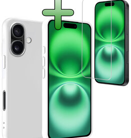 BASEY. BASEY. iPhone 16 Hoesje Siliconen Met Screenprotector Met Dichte Notch - Wit