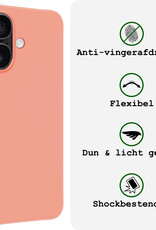 BASEY. Hoes Geschikt voor iPhone 16 Hoesje Siliconen Back Cover Case Met 2x Screenprotector - Hoesje Geschikt voor iPhone 16 Hoes Cover Hoesje - Perzik