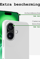 BASEY. Hoes Geschikt voor iPhone 16 Hoesje Siliconen Back Cover Case Met 2x Screenprotector - Hoesje Geschikt voor iPhone 16 Hoes Cover Hoesje - Wit