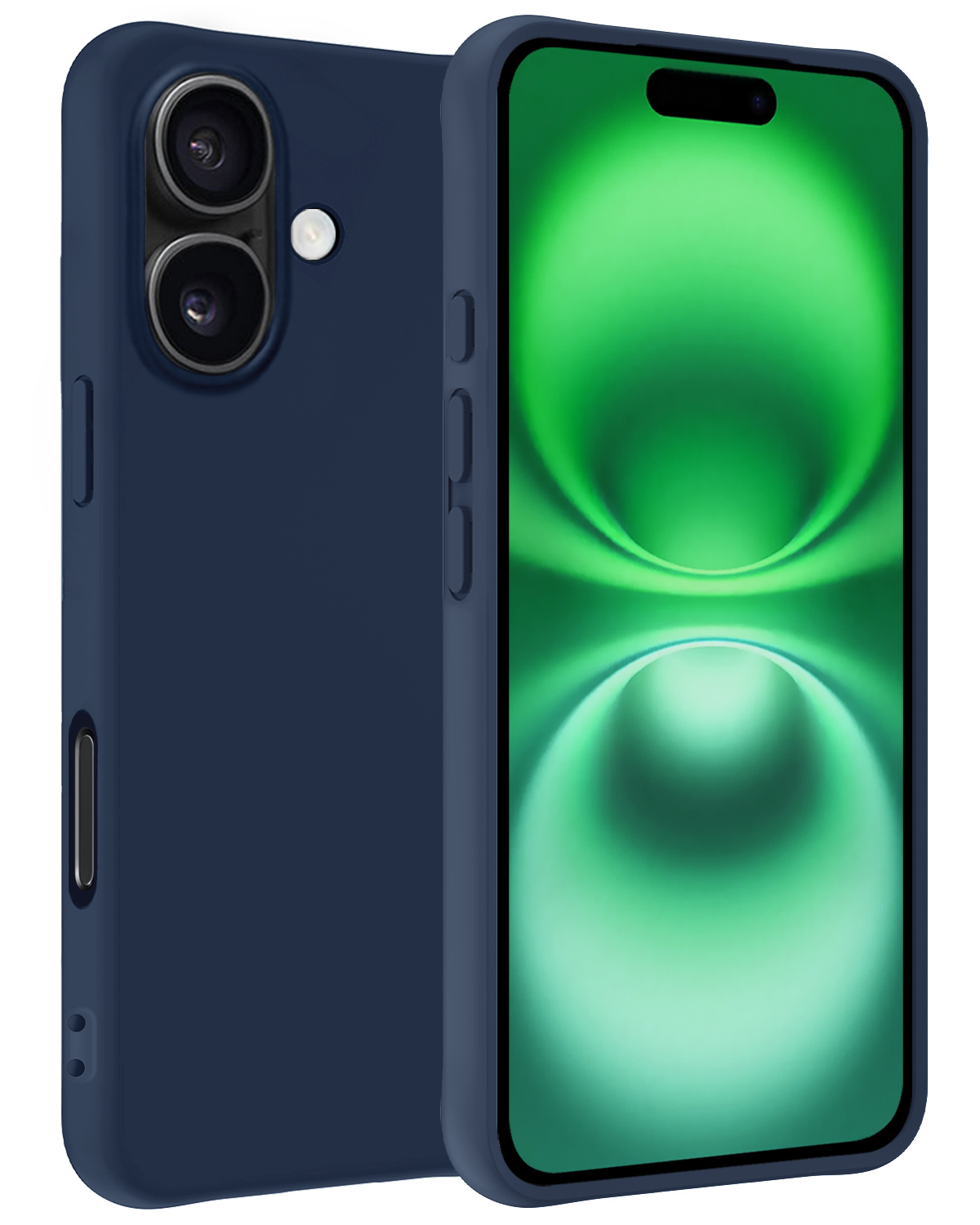 BASEY. Hoes Geschikt voor iPhone 16 Plus Hoesje Siliconen Back Cover Case - Hoesje Geschikt voor iPhone 16 Plus Hoes Cover Hoesje - Donkerblauw