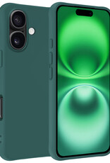 BASEY. Hoes Geschikt voor iPhone 16 Plus Hoesje Siliconen Back Cover Case - Hoesje Geschikt voor iPhone 16 Plus Hoes Cover Hoesje - Donkergroen