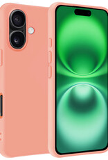 BASEY. Hoes Geschikt voor iPhone 16 Plus Hoesje Siliconen Back Cover Case - Hoesje Geschikt voor iPhone 16 Plus Hoes Cover Hoesje - Perzik