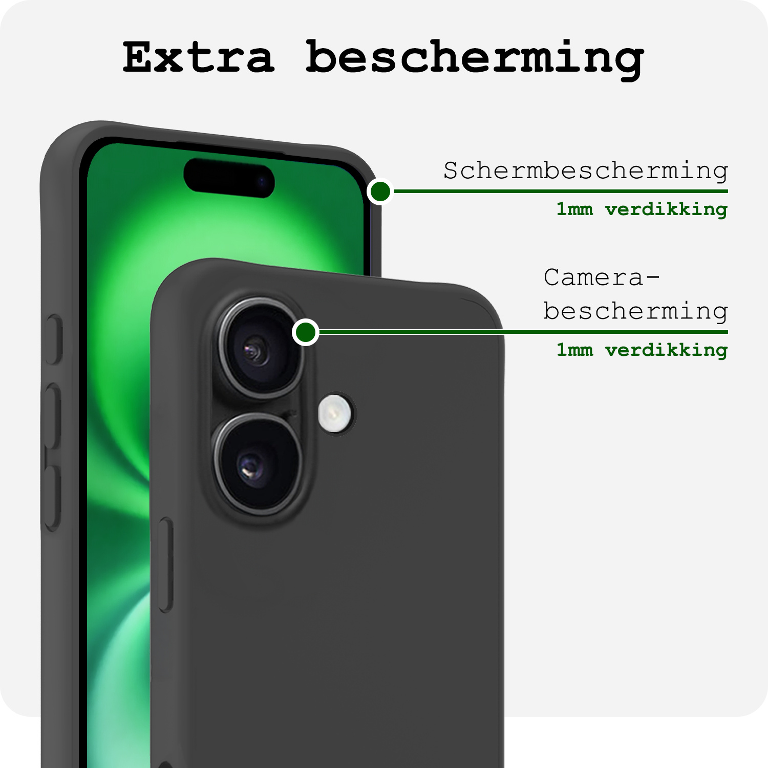 BASEY. Hoes Geschikt voor iPhone 16 Plus Hoesje Siliconen Back Cover Case - Hoesje Geschikt voor iPhone 16 Plus Hoes Cover Hoesje - Zwart