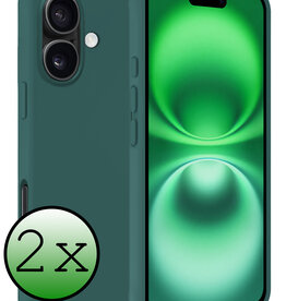 BASEY. BASEY. iPhone 16 Plus Hoesje Siliconen - Donkergroen - 2 PACK
