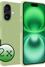 BASEY. Hoes Geschikt voor iPhone 16 Plus Hoesje Siliconen Back Cover Case - Hoesje Geschikt voor iPhone 16 Plus Hoes Cover Hoesje - Groen - 2 Stuks