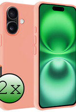 BASEY. Hoes Geschikt voor iPhone 16 Plus Hoesje Siliconen Back Cover Case - Hoesje Geschikt voor iPhone 16 Plus Hoes Cover Hoesje - Perzik - 2 Stuks