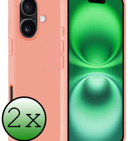 BASEY. BASEY. iPhone 16 Plus Hoesje Siliconen - Perzik - 2 PACK