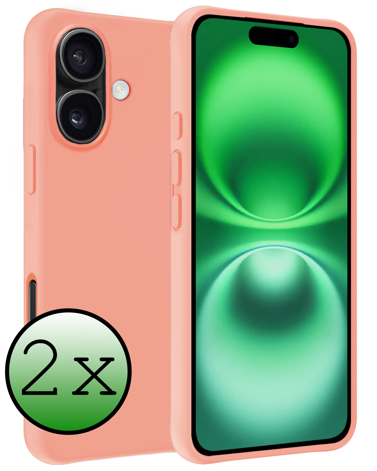 BASEY. Hoes Geschikt voor iPhone 16 Plus Hoesje Siliconen Back Cover Case - Hoesje Geschikt voor iPhone 16 Plus Hoes Cover Hoesje - Perzik - 2 Stuks