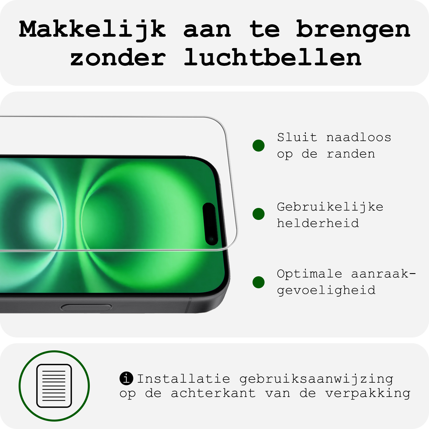 BASEY. Hoes Geschikt voor iPhone 16 Plus Hoesje Siliconen Back Cover Case Met Screenprotector - Hoesje Geschikt voor iPhone 16 Plus Hoes Cover Hoesje - Donkergroen