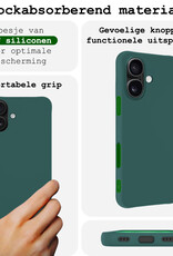 BASEY. Hoes Geschikt voor iPhone 16 Plus Hoesje Siliconen Back Cover Case Met Screenprotector - Hoesje Geschikt voor iPhone 16 Plus Hoes Cover Hoesje - Donkergroen