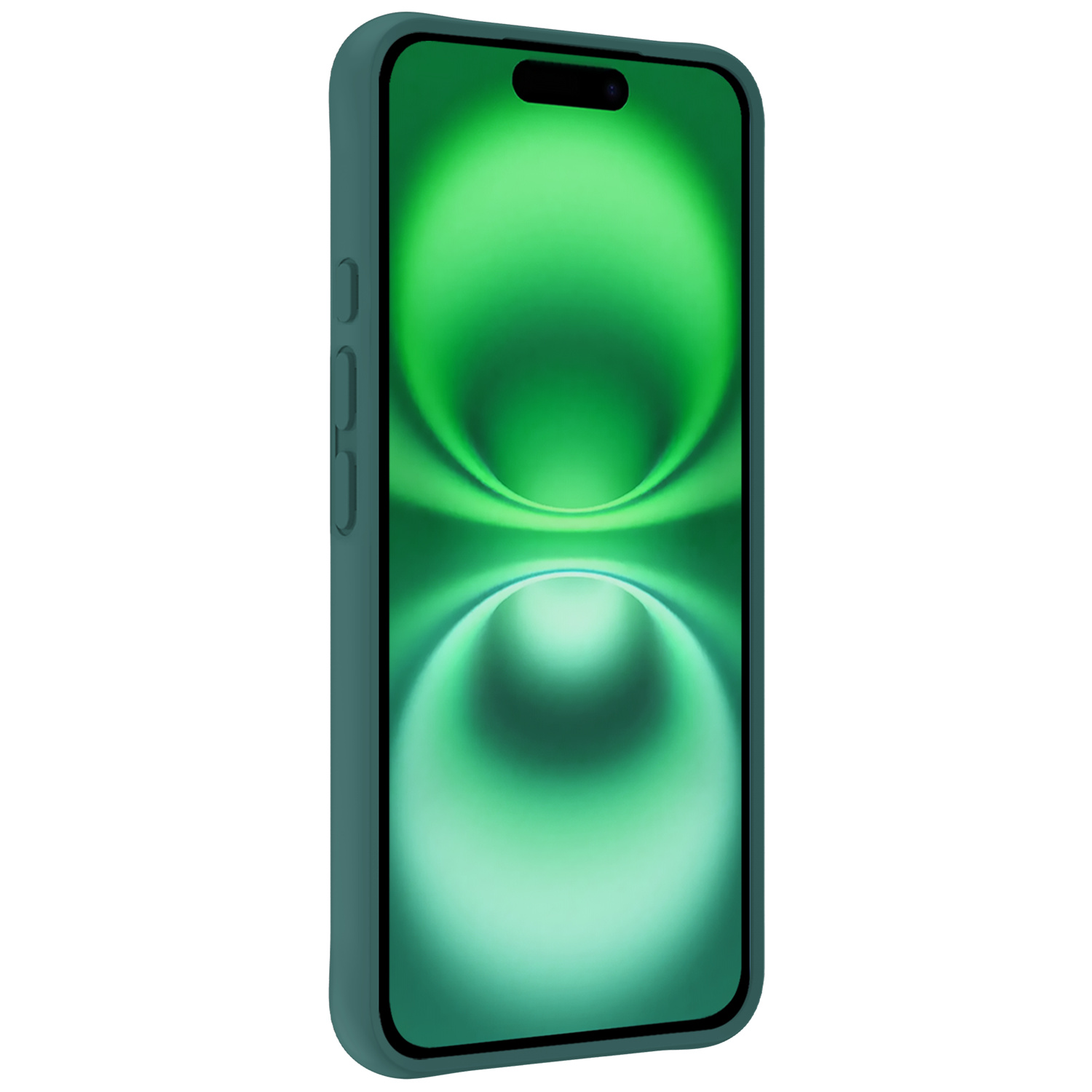 BASEY. Hoes Geschikt voor iPhone 16 Plus Hoesje Siliconen Back Cover Case Met Screenprotector - Hoesje Geschikt voor iPhone 16 Plus Hoes Cover Hoesje - Donkergroen