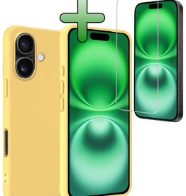 BASEY. BASEY. iPhone 16 Plus Hoesje Siliconen Met Screenprotector Met Dichte Notch - Geel