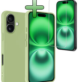 BASEY. BASEY. iPhone 16 Plus Hoesje Siliconen Met Screenprotector Met Dichte Notch - Groen
