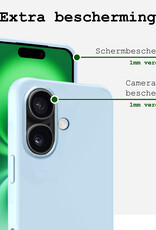 BASEY. Hoes Geschikt voor iPhone 16 Plus Hoesje Siliconen Back Cover Case Met Screenprotector - Hoesje Geschikt voor iPhone 16 Plus Hoes Cover Hoesje - Lichtblauw