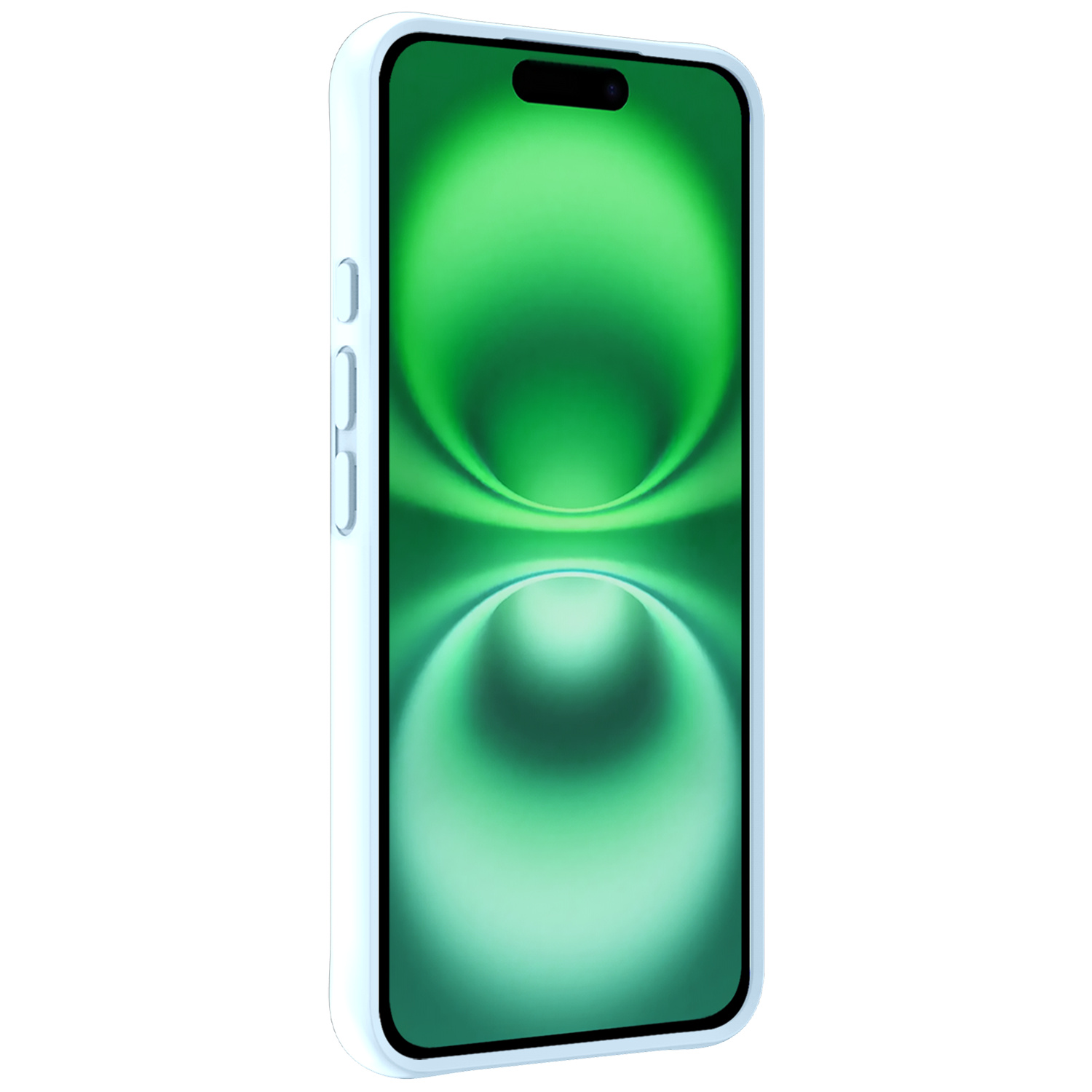 BASEY. Hoes Geschikt voor iPhone 16 Plus Hoesje Siliconen Back Cover Case Met Screenprotector - Hoesje Geschikt voor iPhone 16 Plus Hoes Cover Hoesje - Lichtblauw