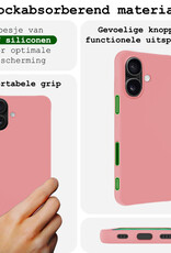 BASEY. Hoes Geschikt voor iPhone 16 Plus Hoesje Siliconen Back Cover Case Met Screenprotector - Hoesje Geschikt voor iPhone 16 Plus Hoes Cover Hoesje - Lichtroze