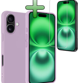 BASEY. BASEY. iPhone 16 Plus Hoesje Siliconen Met Screenprotector Met Dichte Notch - Lila